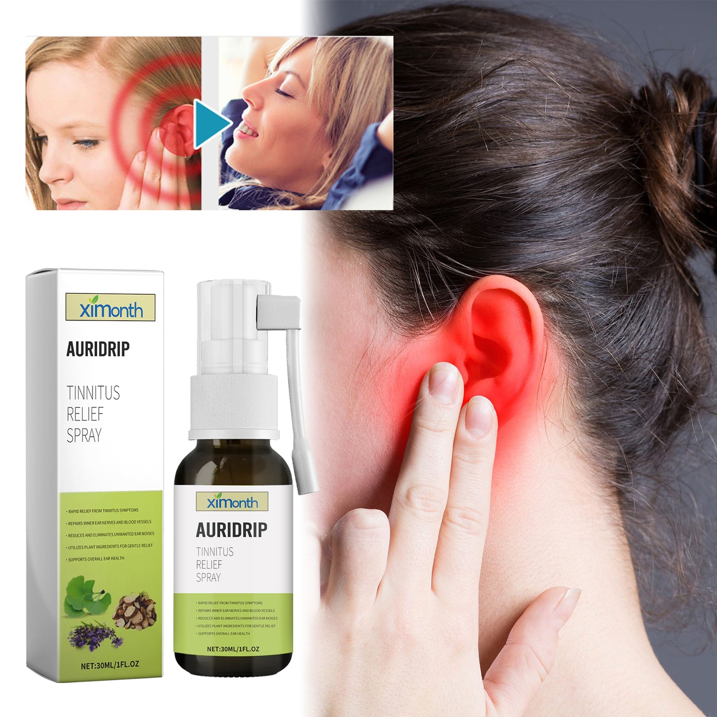 Ear Soothing Spray 30ml for Ear Relief & Tinnitus Relief - Gentle Ear Care Solution