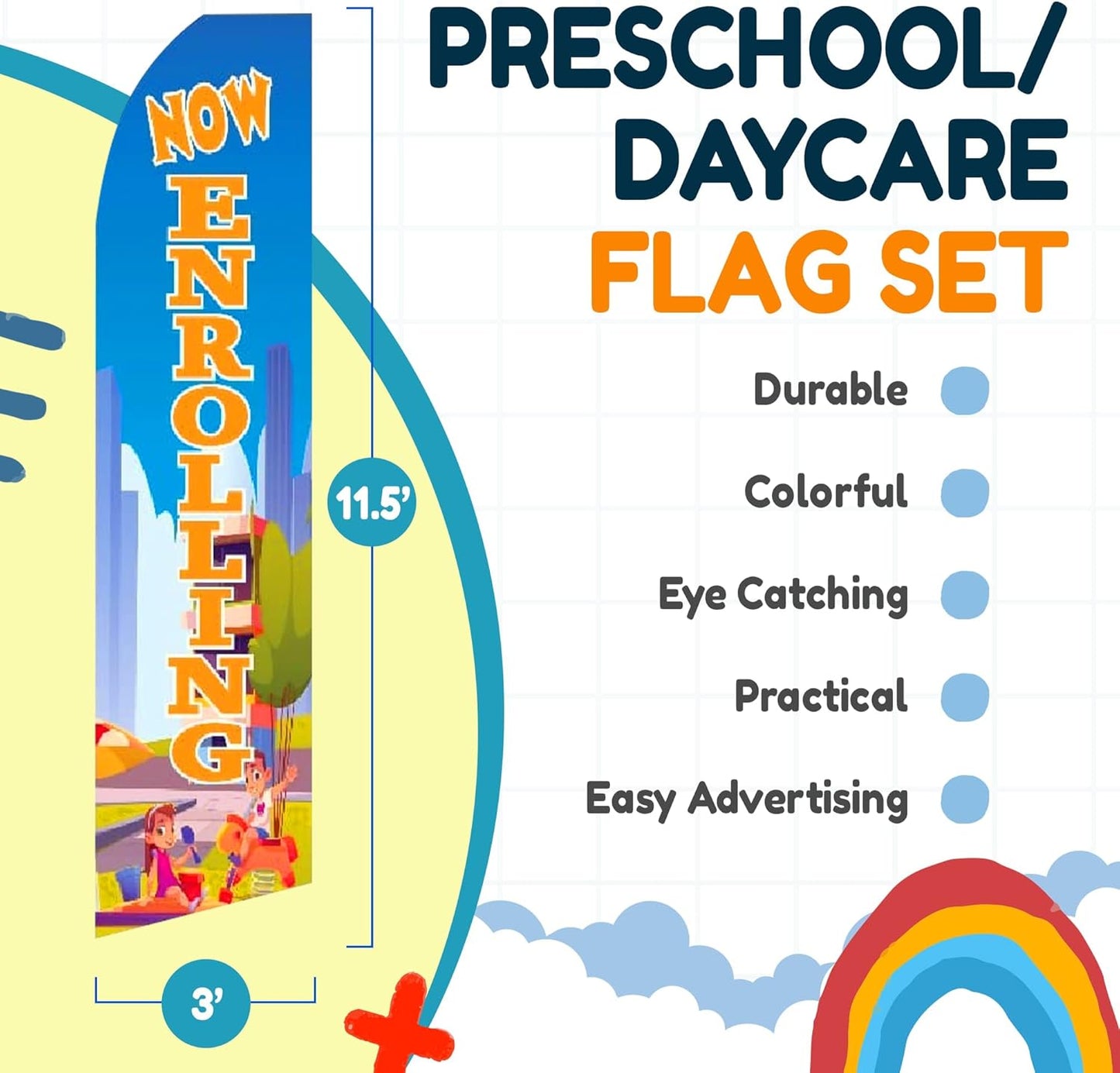 Daycare Now Enrolling Advertising Flags - Pack of 2