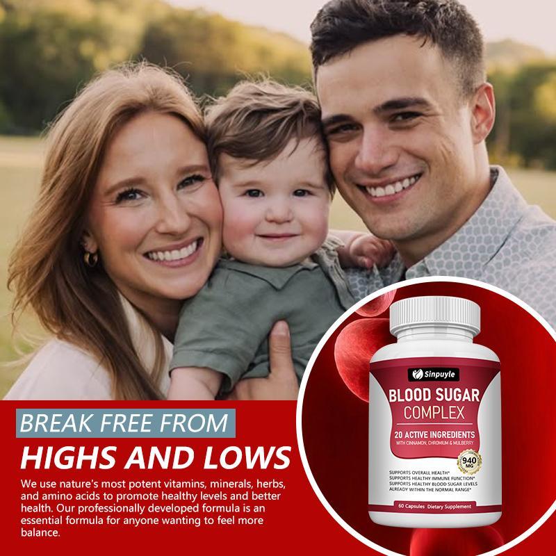 Blood Sugar Complex Supplement - 20 Active Ingredients, 60 Capsules