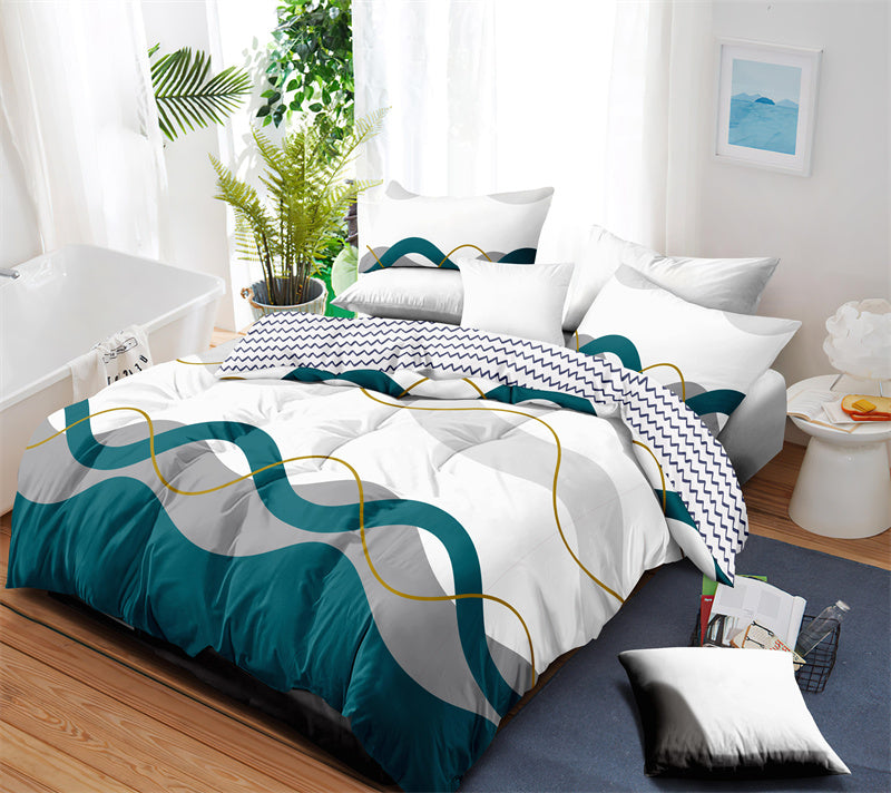 3 Piece Reversible Duvet Cover Set - Heavyweight Microfiber Bedding