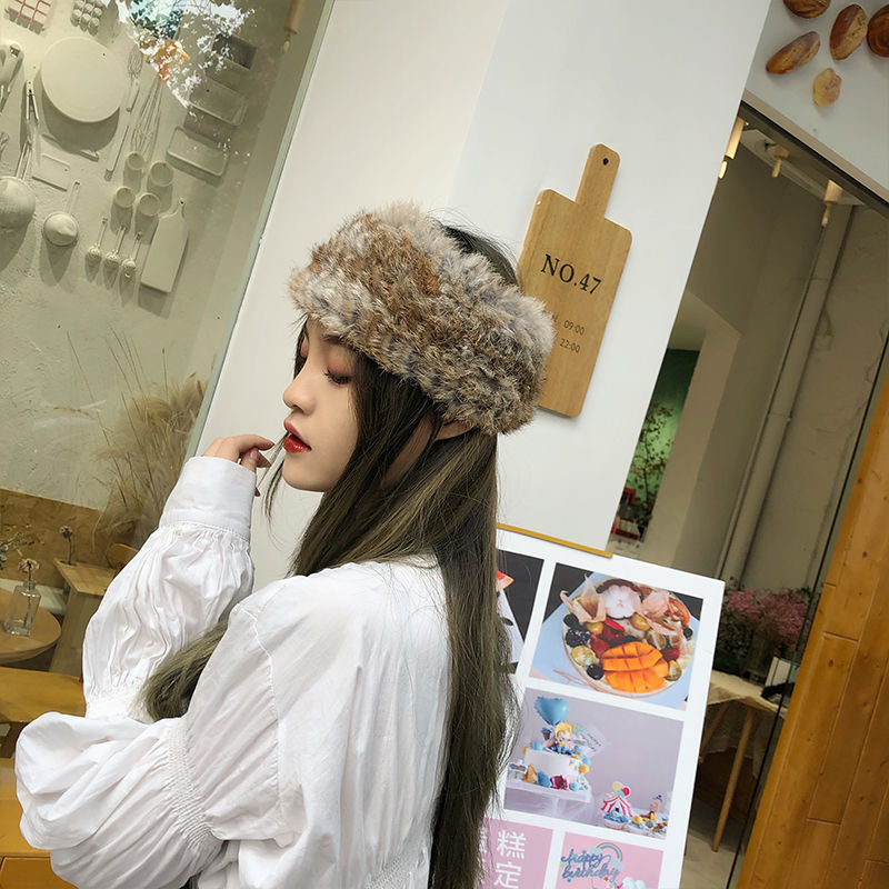 Rabbit Fur Visor Headband - Warm Winter Fashion
