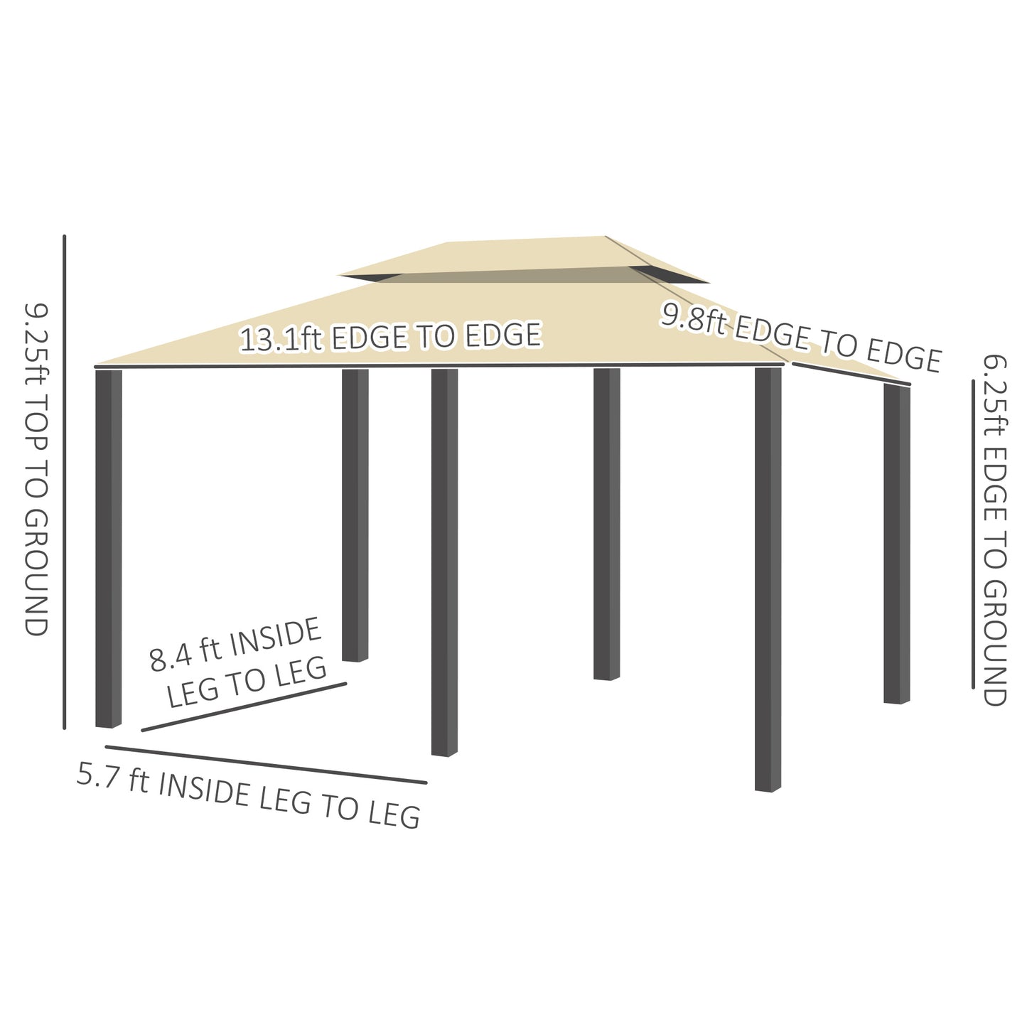 10x13 Outdoor Gazebo Canopy Shelter with Curtains - Cream White