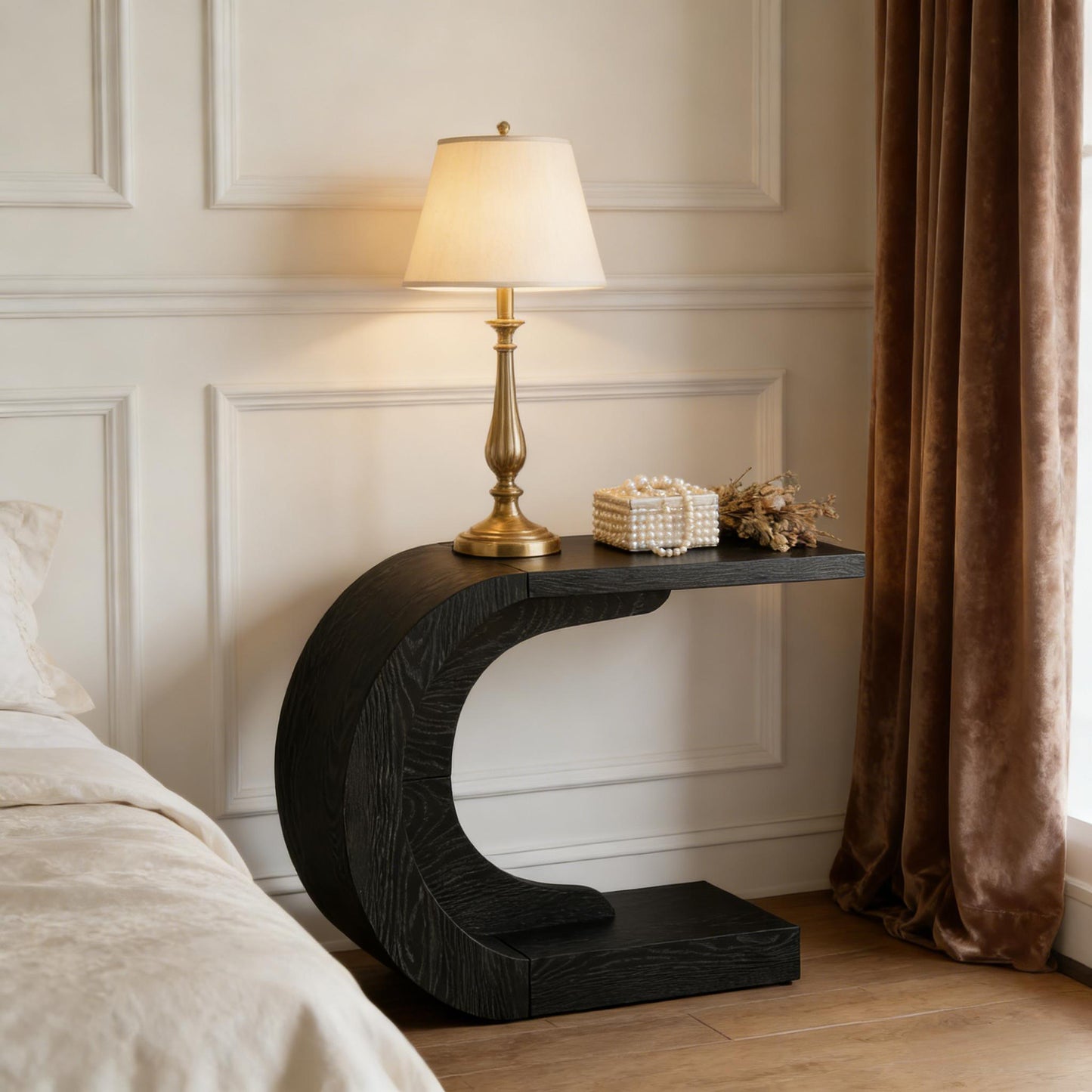 C-Shaped Console Table - Stylish Accent Table in Black