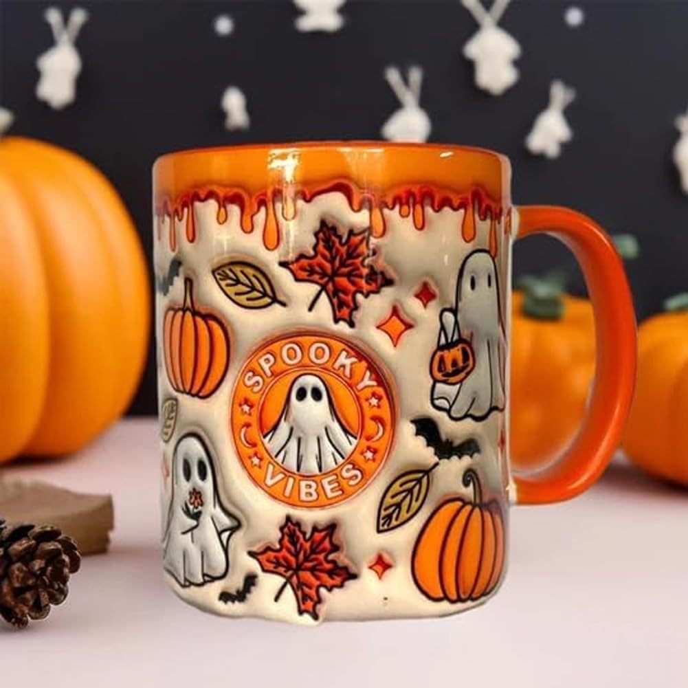 Halloween Pumpkin Ceramic Coffee Mug - 350ml Colorful Home Drinkware