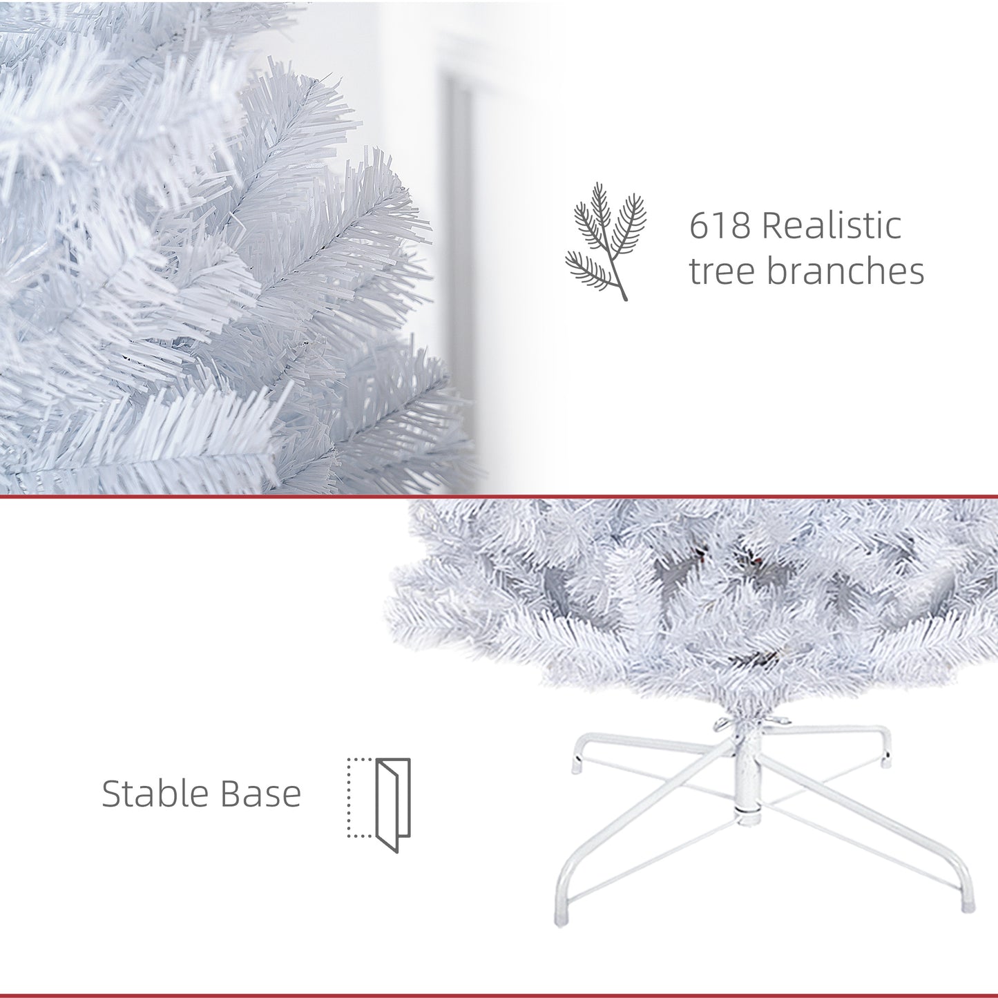 6 FT White Artificial Christmas Tree - Pencil Design with Stand