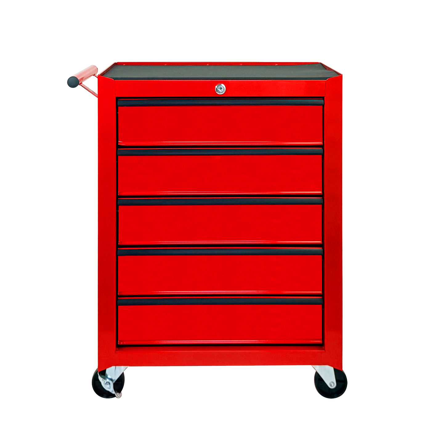 20-Inch Metal Rolling Tool Chest with 5 Drawers and Ball Bearing Slides - Red Steel Storage Cabinet