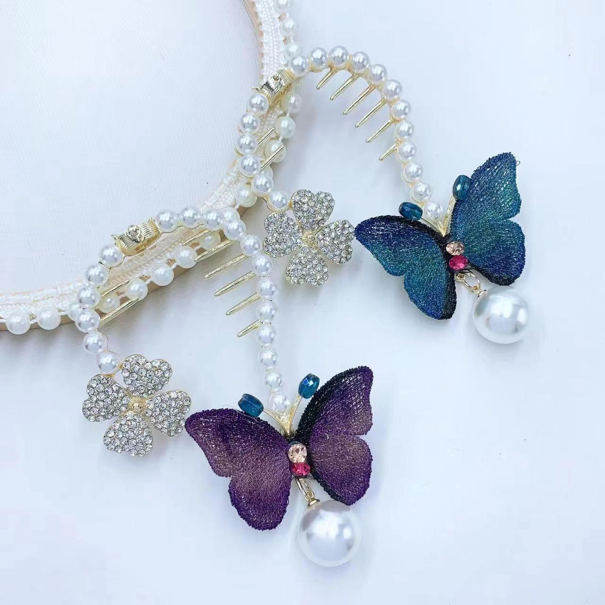 Pearl Gradient Butterfly Hairpin for Girls - Stylish Hair Accessories