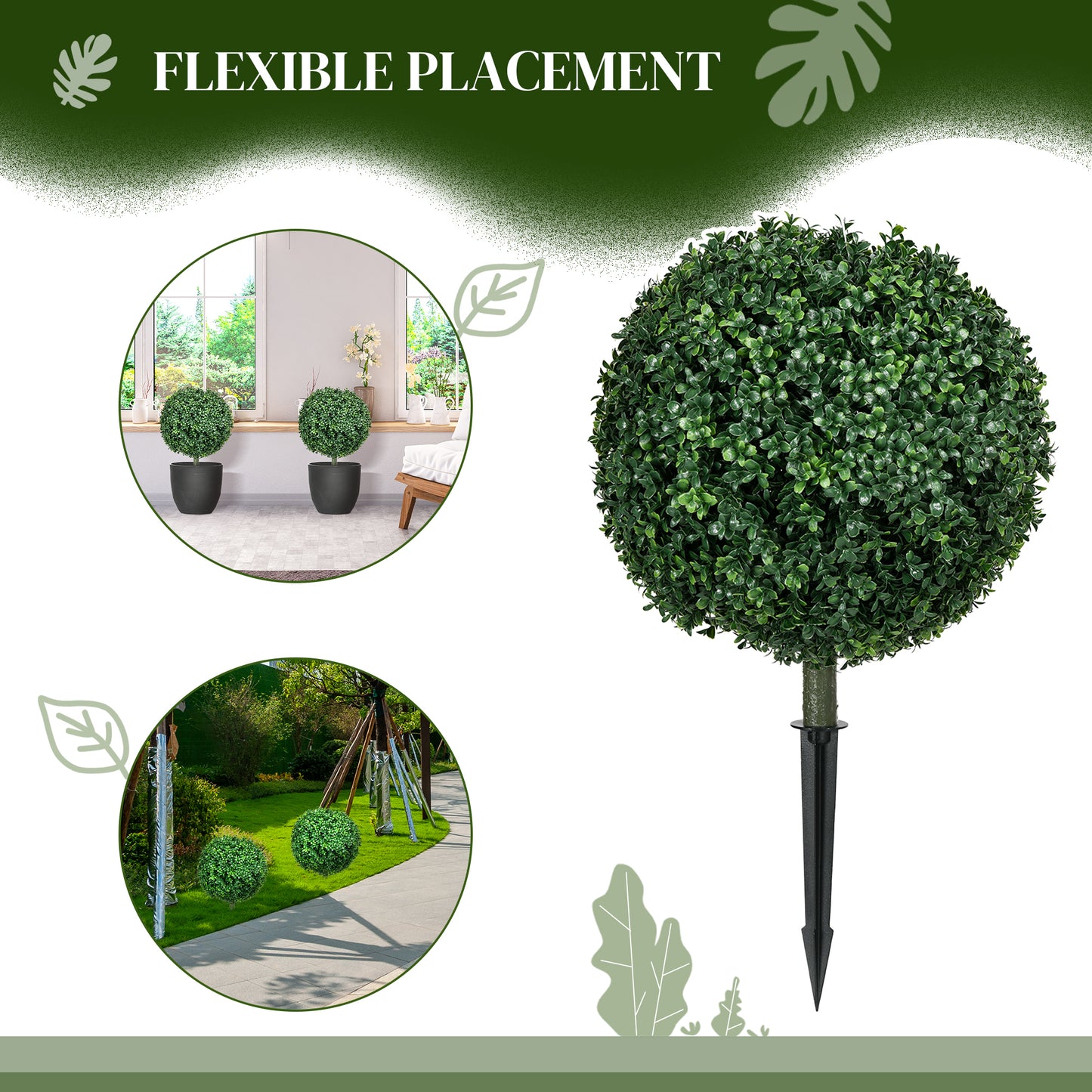 Artificial Boxwood Topiary Trees - Set of 2 UV Resistant
