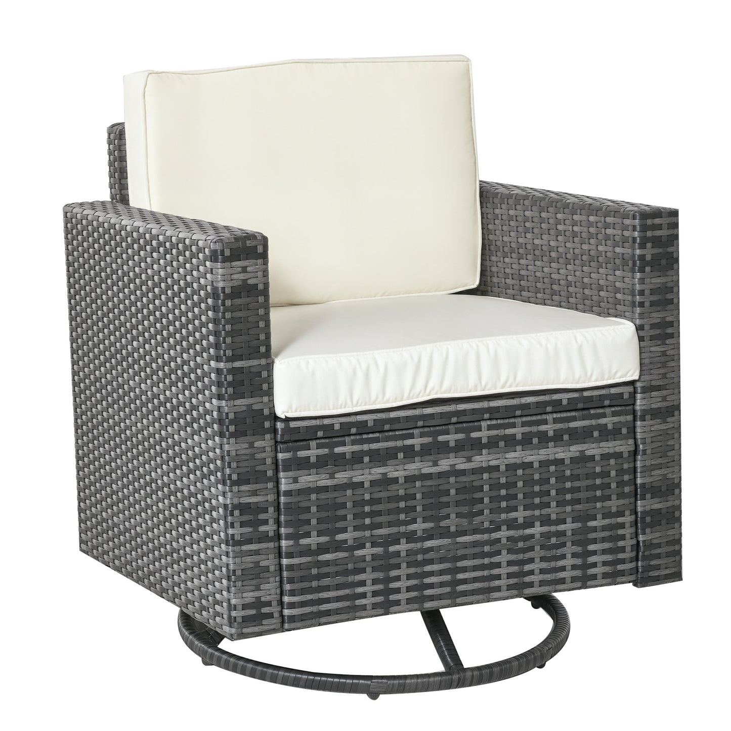 Outdoor Swivel Rocker Dining Chair - Cream White, Cushioned