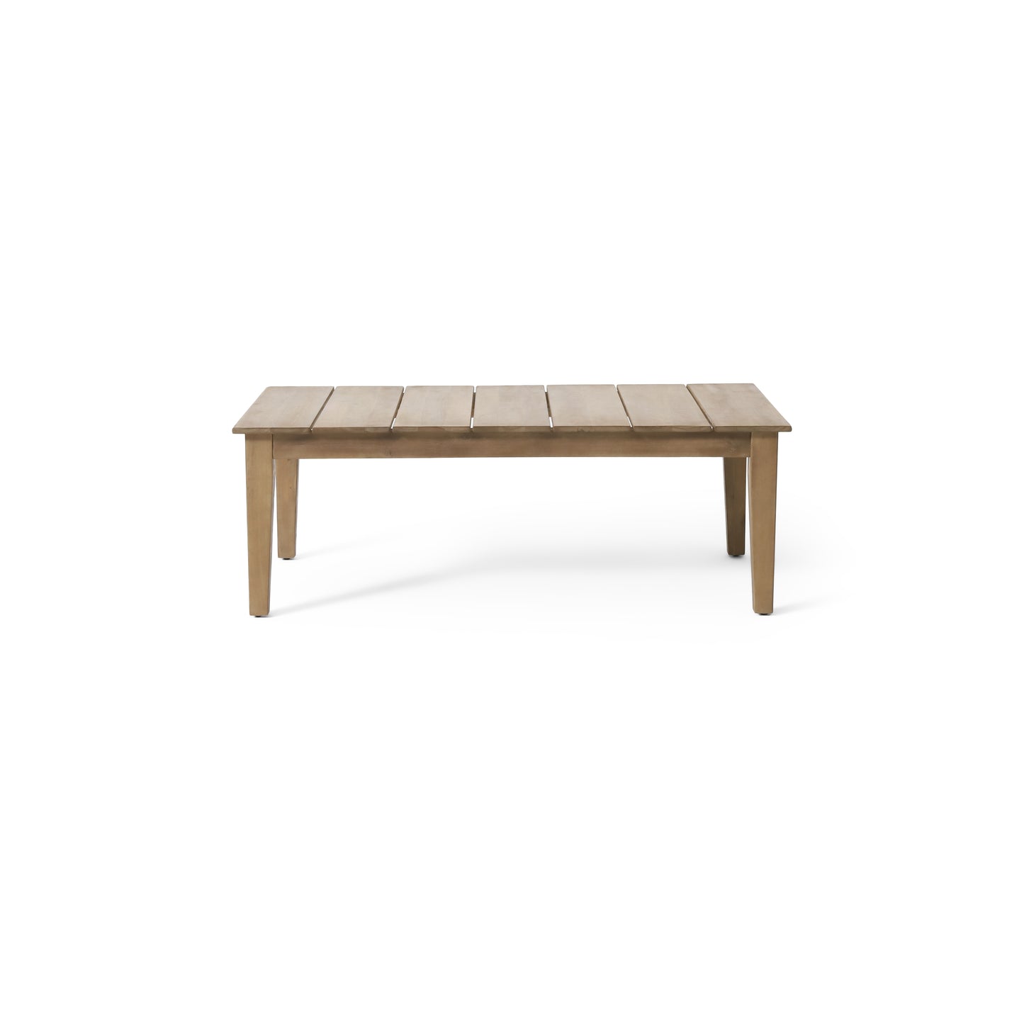 Acacia Wood Outdoor Coffee Table, Light Brown, 14 H X 23.5 W 39.5 L