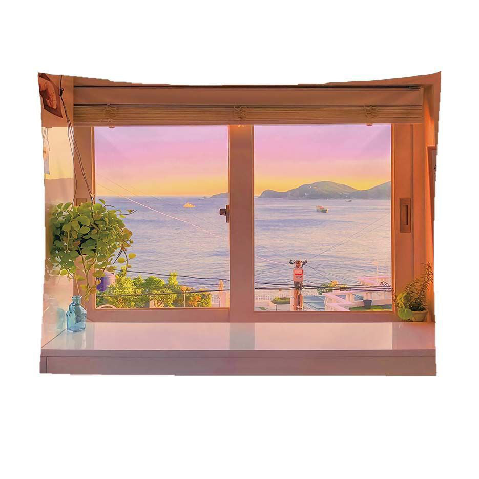 False Window Scenery Background Cloth for Home & Garden Curtains