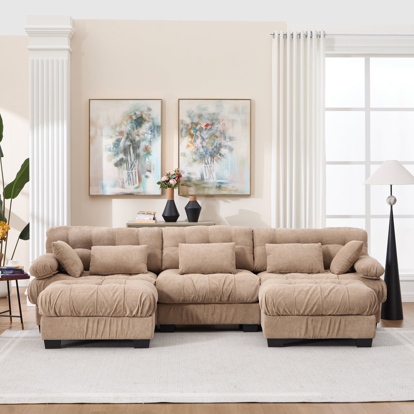 U Shaped Modular Sectional Sofa - Modern Deep Seat Cloud Couch