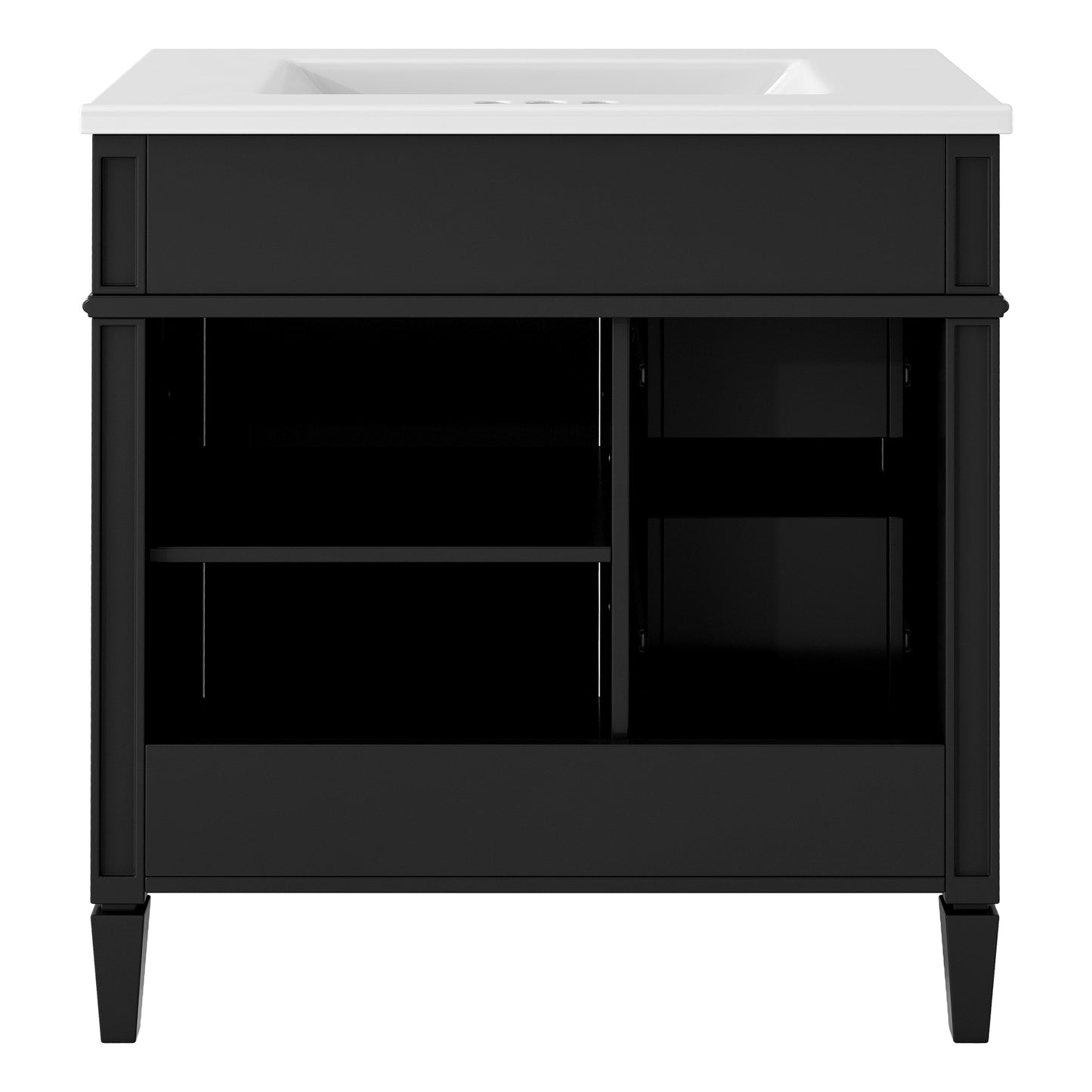 30'' Modern Bathroom Vanity with Ceramic Sink and Storage - Black