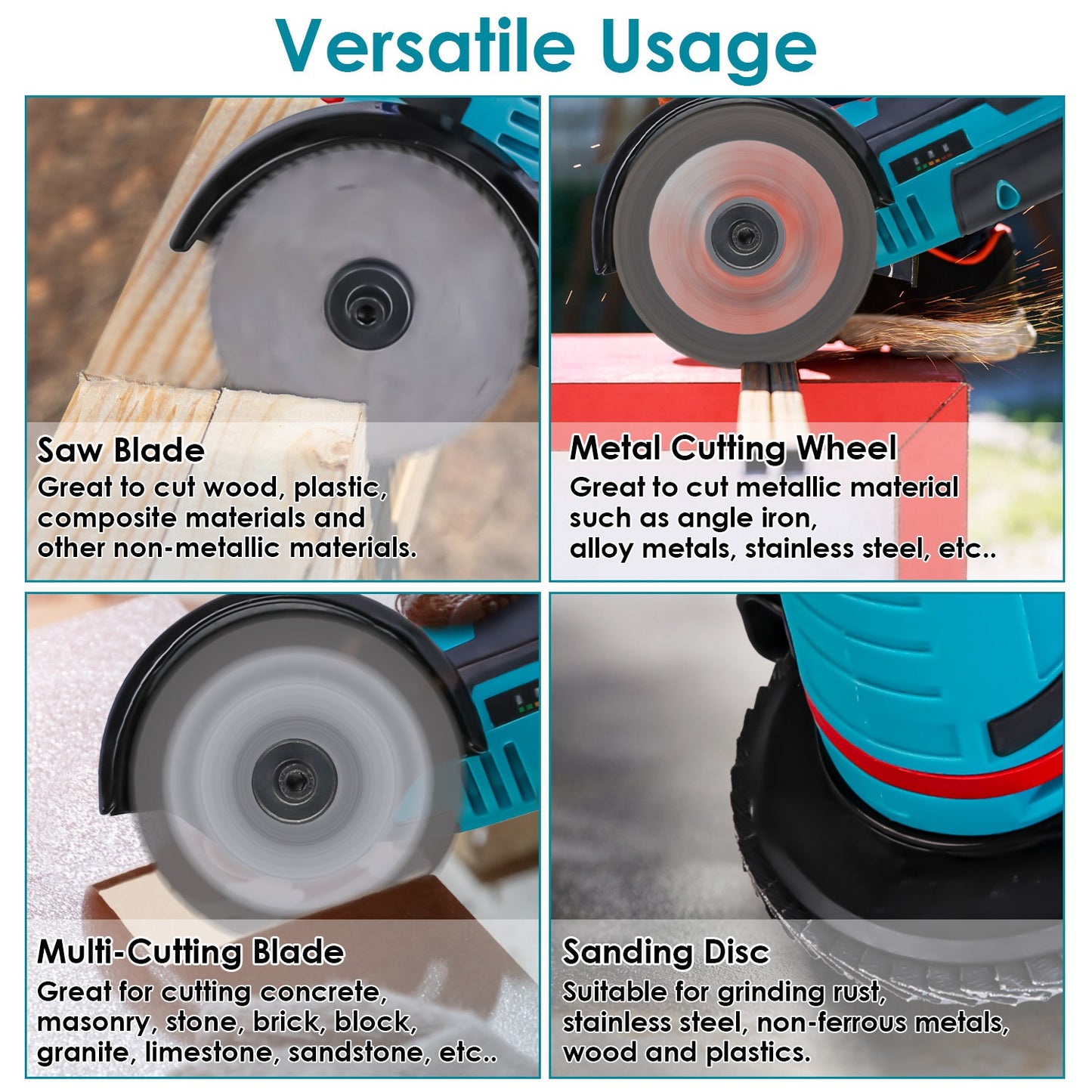 Cordless Mini Angle Grinder with 2 Batteries 3-Inch Polishing & Cutting Tool