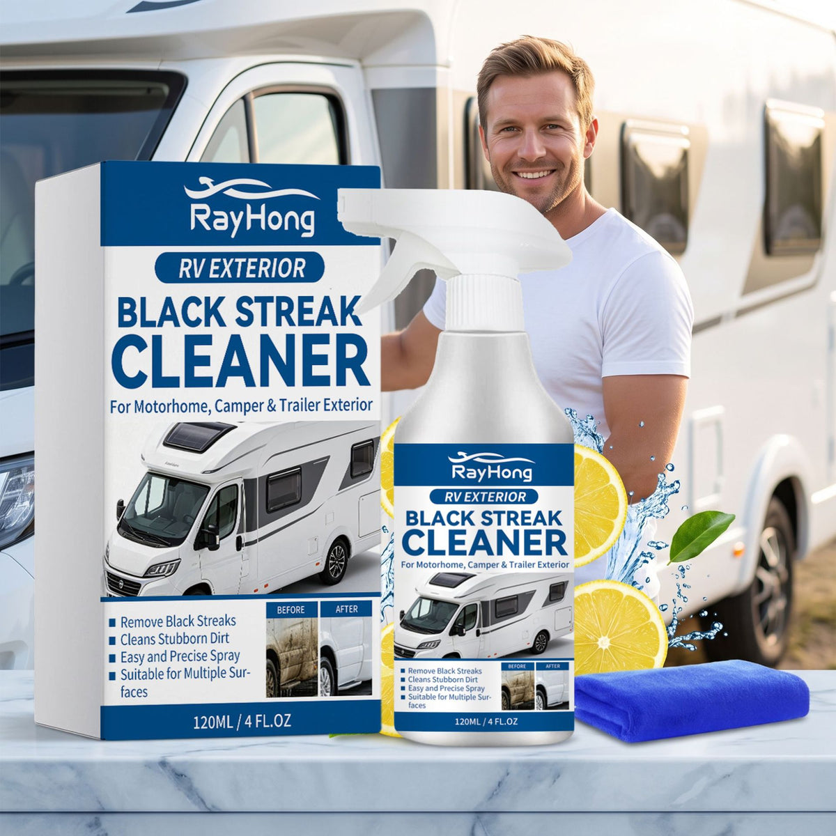 RV Exterior Wall Cleaner Spray - Dust & Stain Remover, 120ml