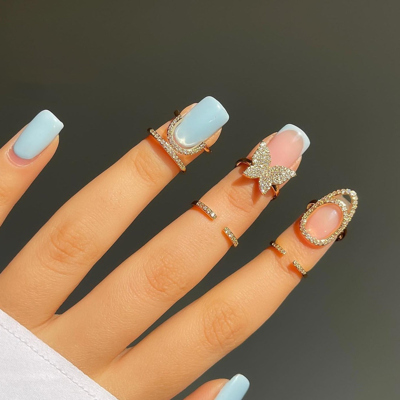 Removable Fake Nail Ring - Cross-border Zircon Inlaid Jewelry for Nail Art Women