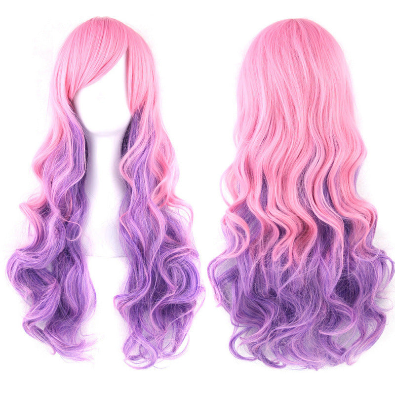 Colorful Synthetic Wig for Dance Parties - Long Curly Cosplay Hair