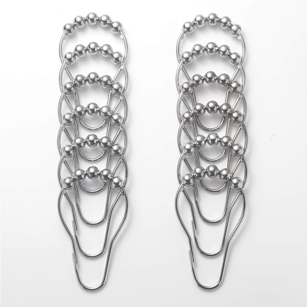 12-Piece Stainless Steel Shower Curtain Hooks Rings Set - Rustproof & Decorative