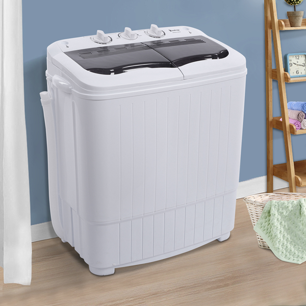 14.3lb Semi-Automatic Gray Washing Machine with Cover - Home Appliance