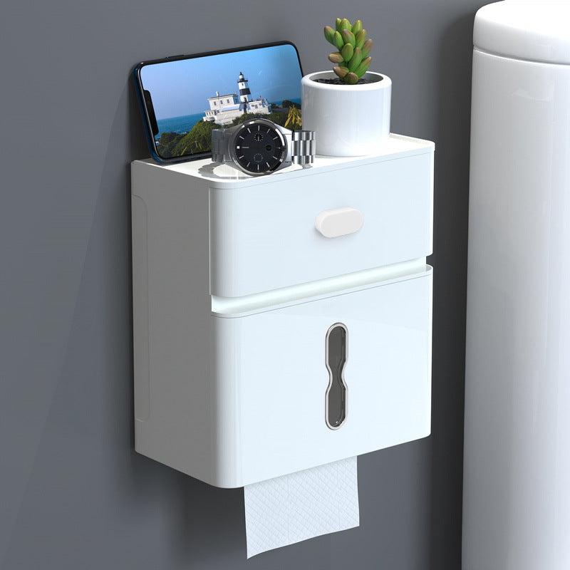 Wall-Mounted Waterproof Double-Layer Toilet Tissue Storage Box