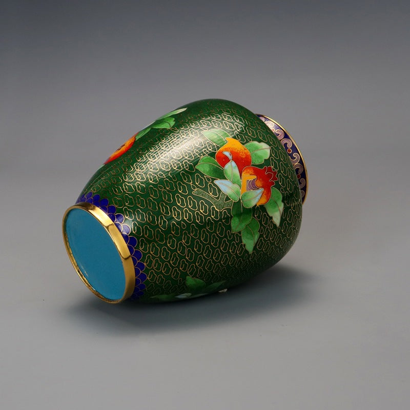 Traditional Copper Filigree Enamel Pomegranate Vase - Handmade Home Decor