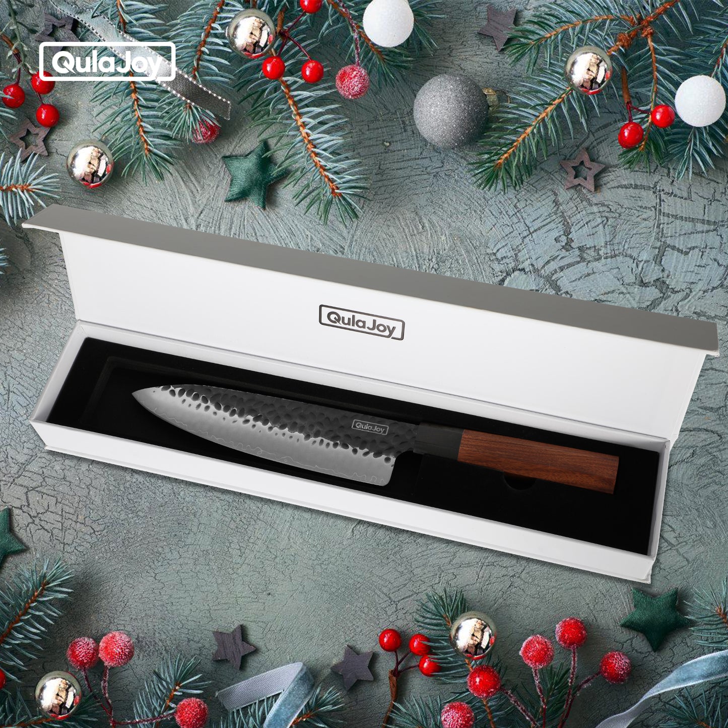 Professional Japanese Santoku Knife - 9Cr18Mov Blade, Rosewood Handle