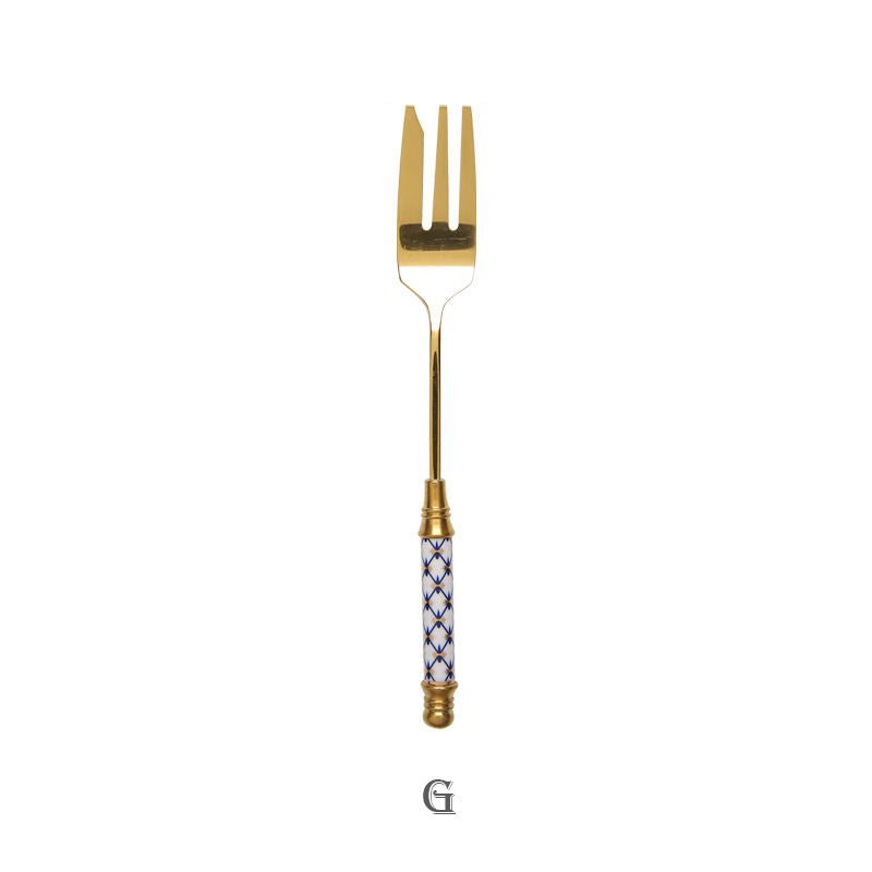 European Retro Gold-Plated Stainless Steel Dessert Spoon Set - Multiple Styles