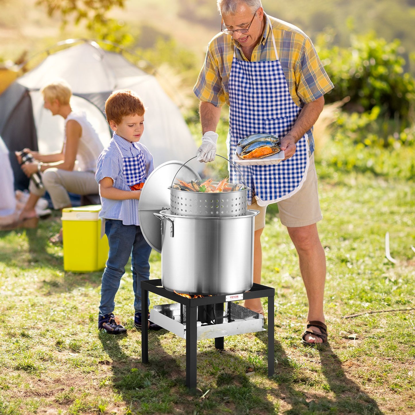 80 Qt Seafood Boiling Kit with Strainer - Outdoor Cooking Pot