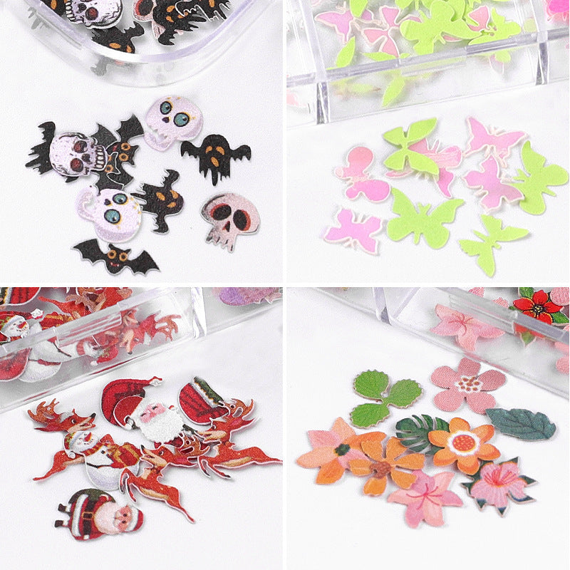 Nail Art Ornament Set - Wood Pulp Butterfly & Flower Design