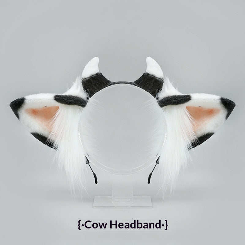 Cute Handmade Plush Hair Accessories for Kids and Adults - Cow Pattern Headbands