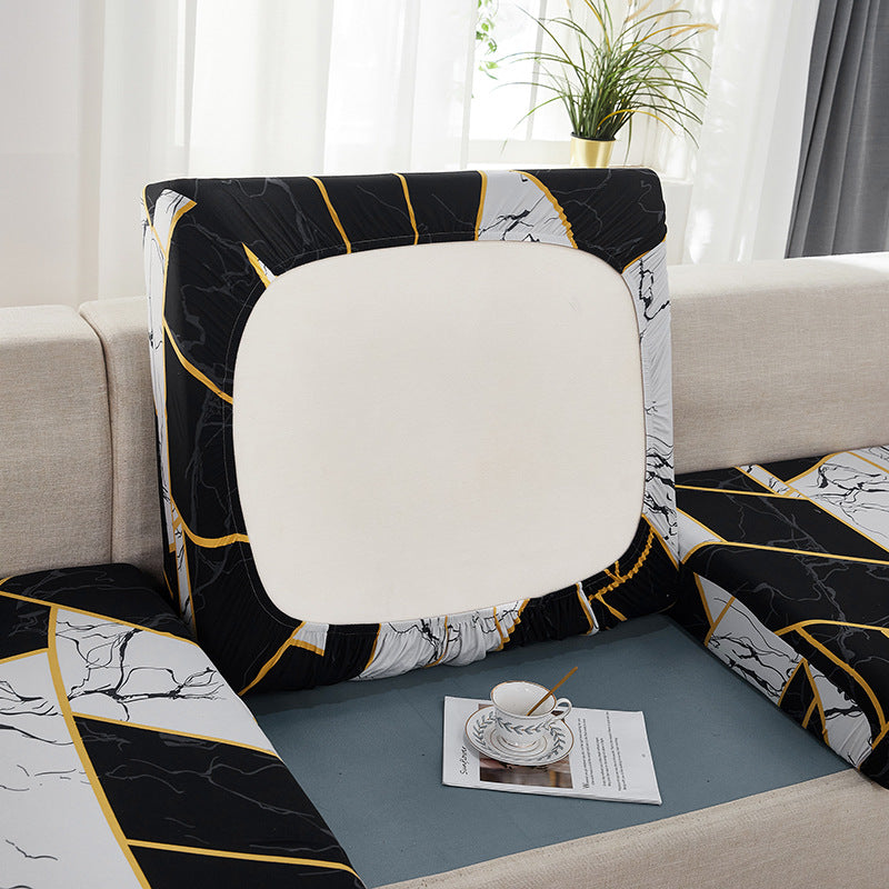 Stretch Sofa Seat Cover - Printed Milk Silk Cushion Protector for Home