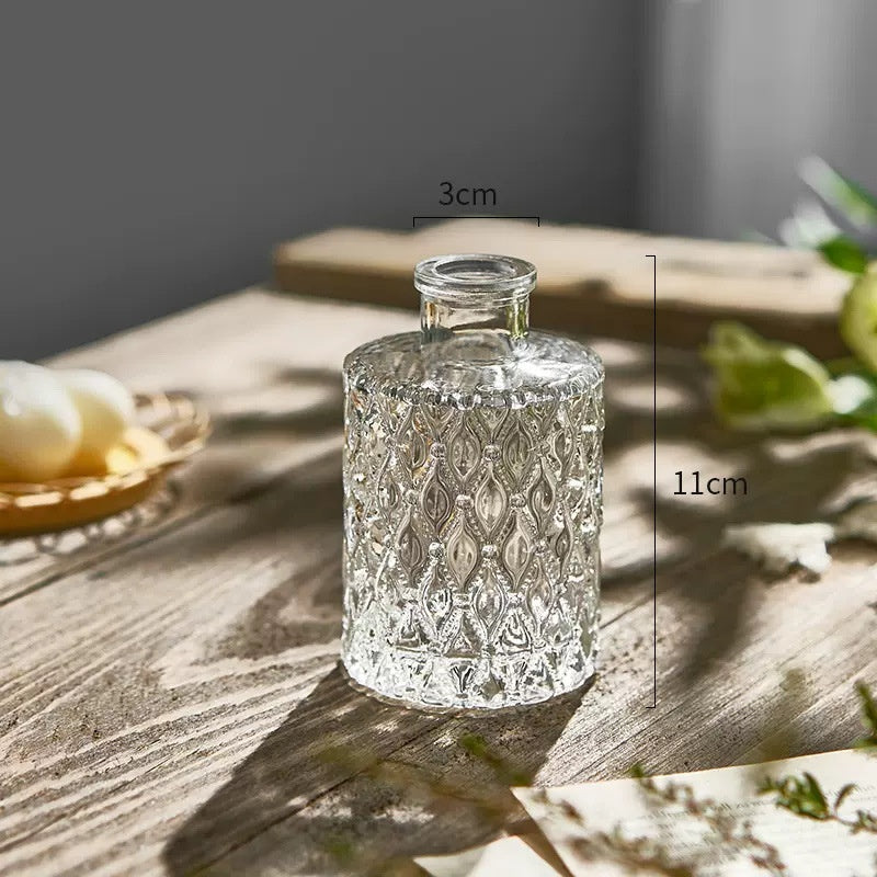 Mini Glass Vase - Embossed French American Style Home Decor