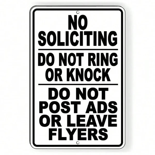 Weatherproof No Soliciting & No Flyers Sign for Apartment Doors