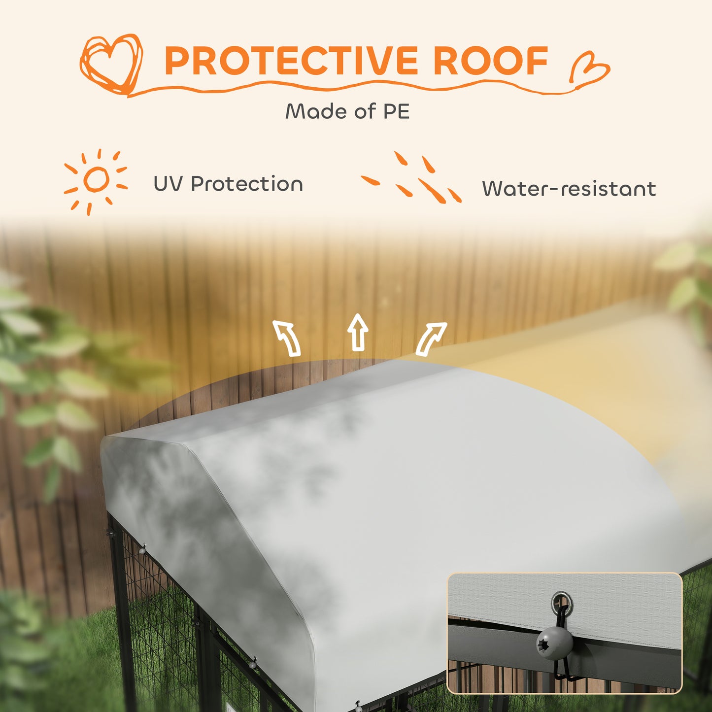 Outdoor Dog Kennel with Two-Room Design, Waterproof Cover, for Small to Large Dogs