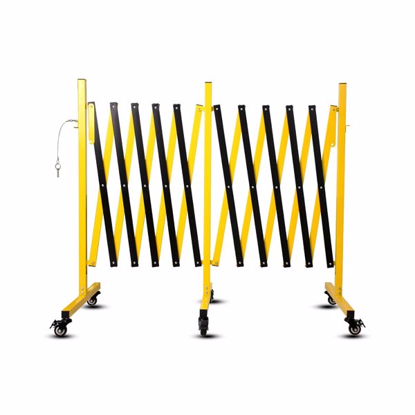 17FT Metal Expandable Traffic Barricade with Casters - Portable Security Gate for Construction & Traffic Control