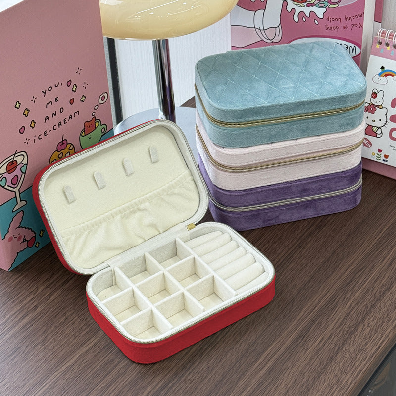 Portable Jewelry Storage Box with Velvet Interior - Compact & Stylish