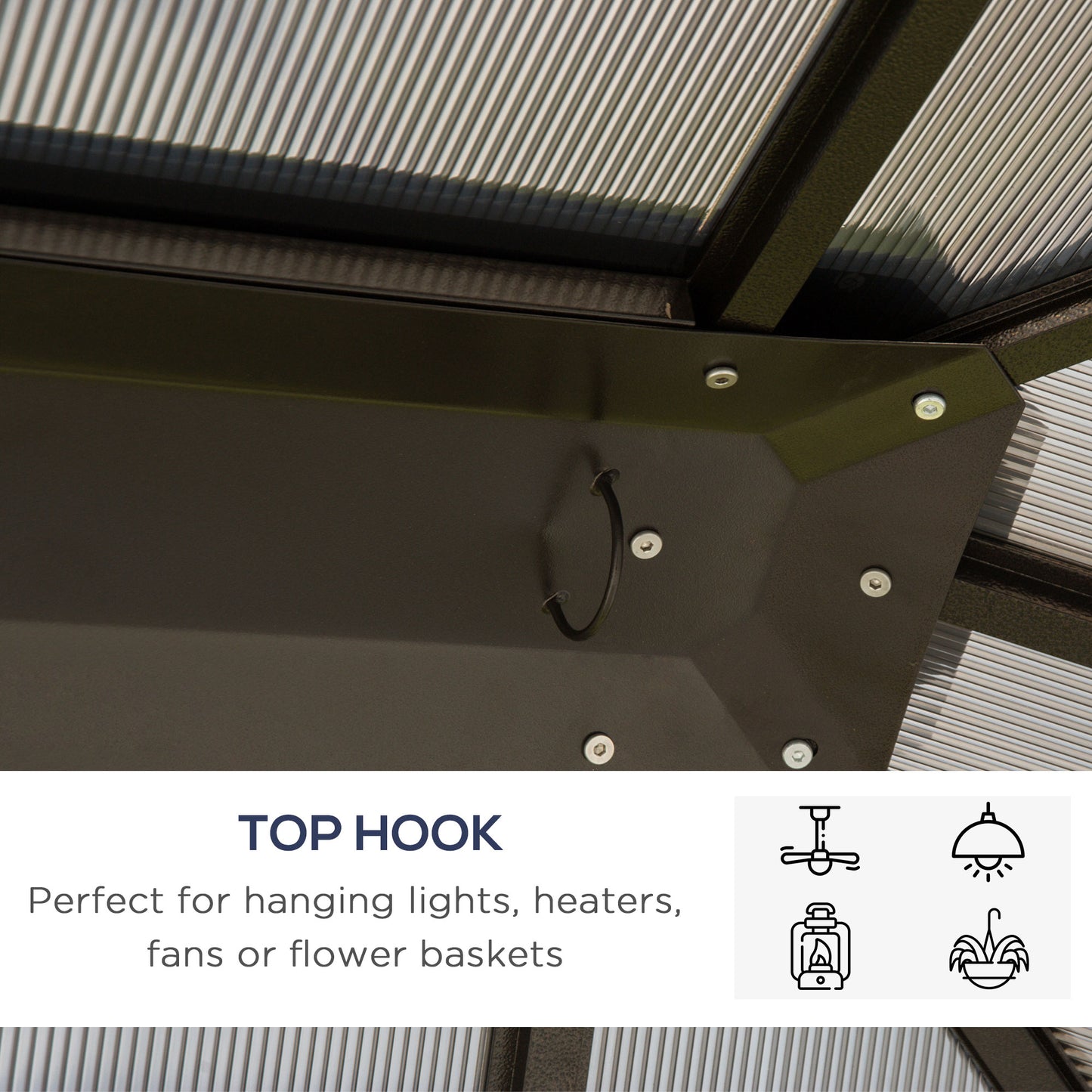 10' x 12' Hardtop Gazebo with Polycarbonate Roof - Dark Brown & Off-White
