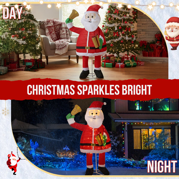 6FT Lighted Santa Claus Decoration with 200 Warm White LEDs