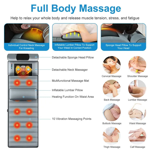 Full Body Electric Massage Mat with Heat and Vibration Therapy
