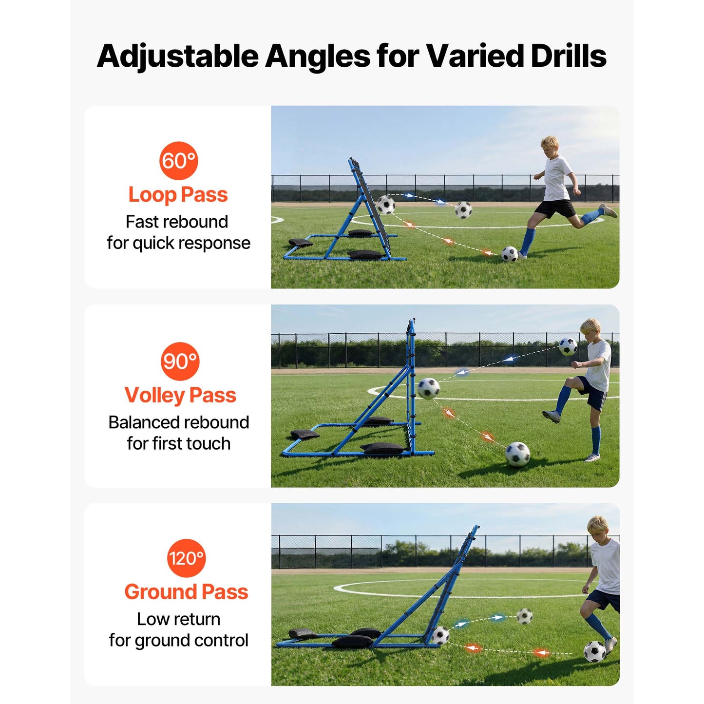 Soccer Rebounder Net - Heavy-Duty Iron Frame & PE Net for Passing Control Training - 7x4 Ft