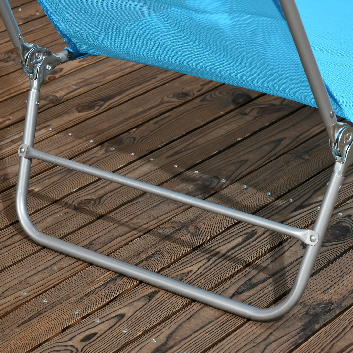 2-Piece Folding Lounge Chairs Set - Blue Mesh with Reclining Back