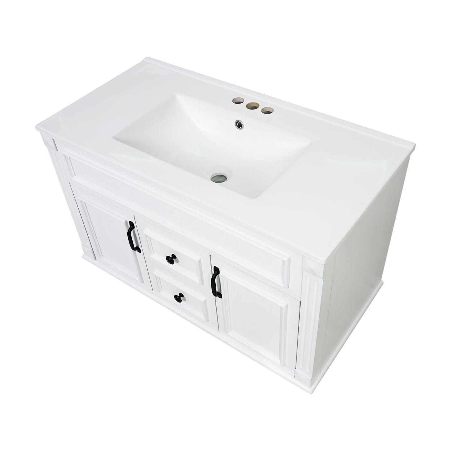 36-Inch Wall-Mounted Bathroom Vanity with Ceramic Sink - White