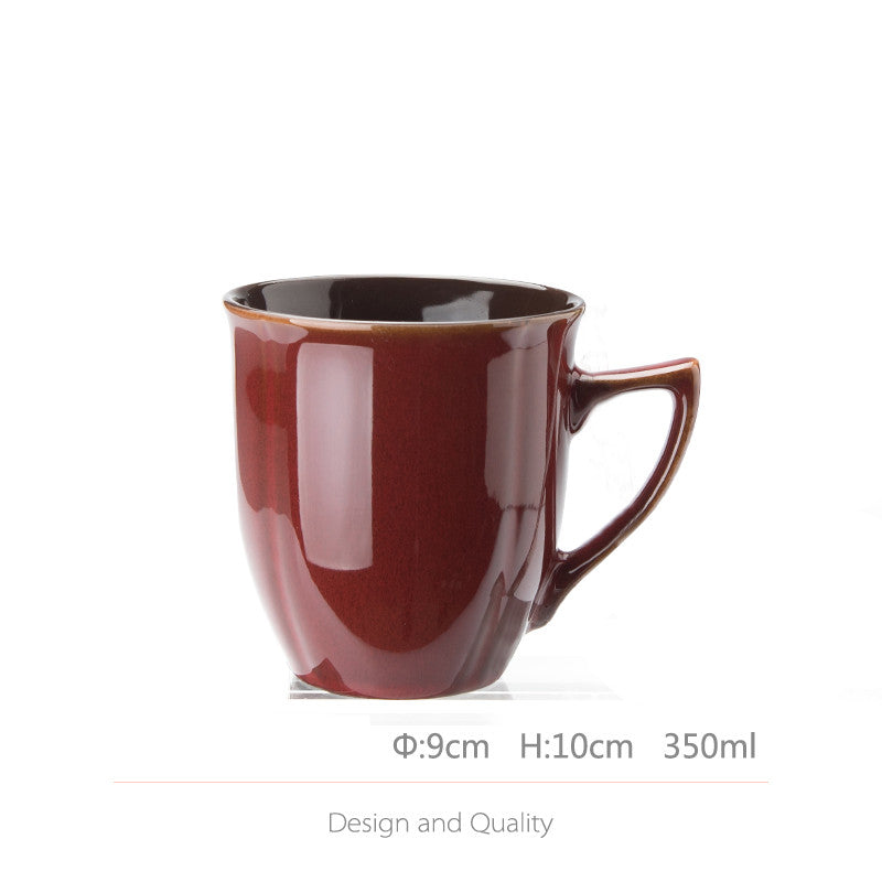Large Capacity Ceramic Cup with Lid and Spoon - Retro Kitchen Accessory