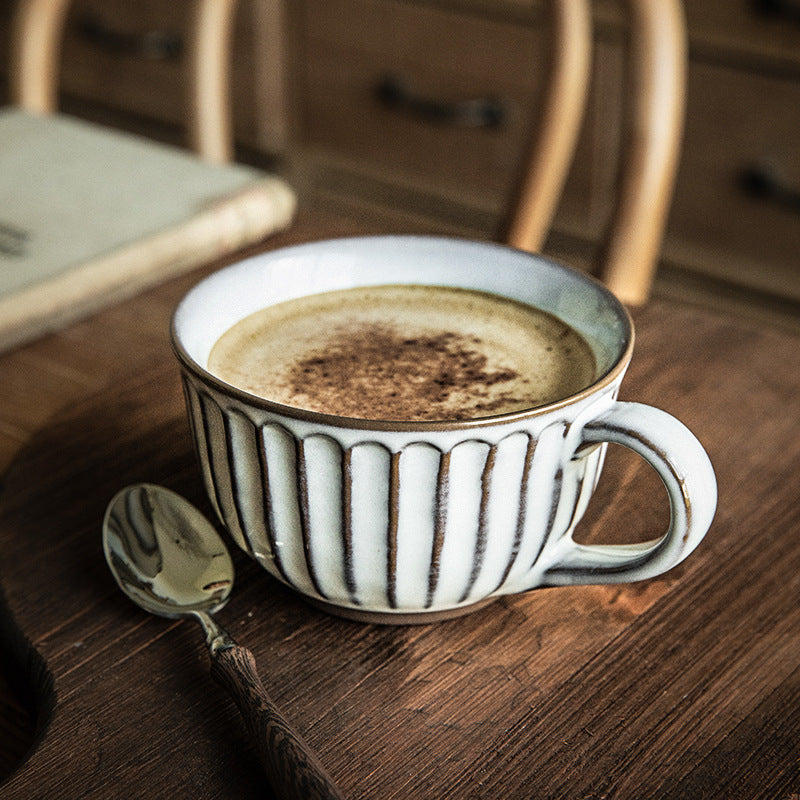 American Style Porcelain Coffee Mug - Embossed Breakfast Cup 30-400ml
