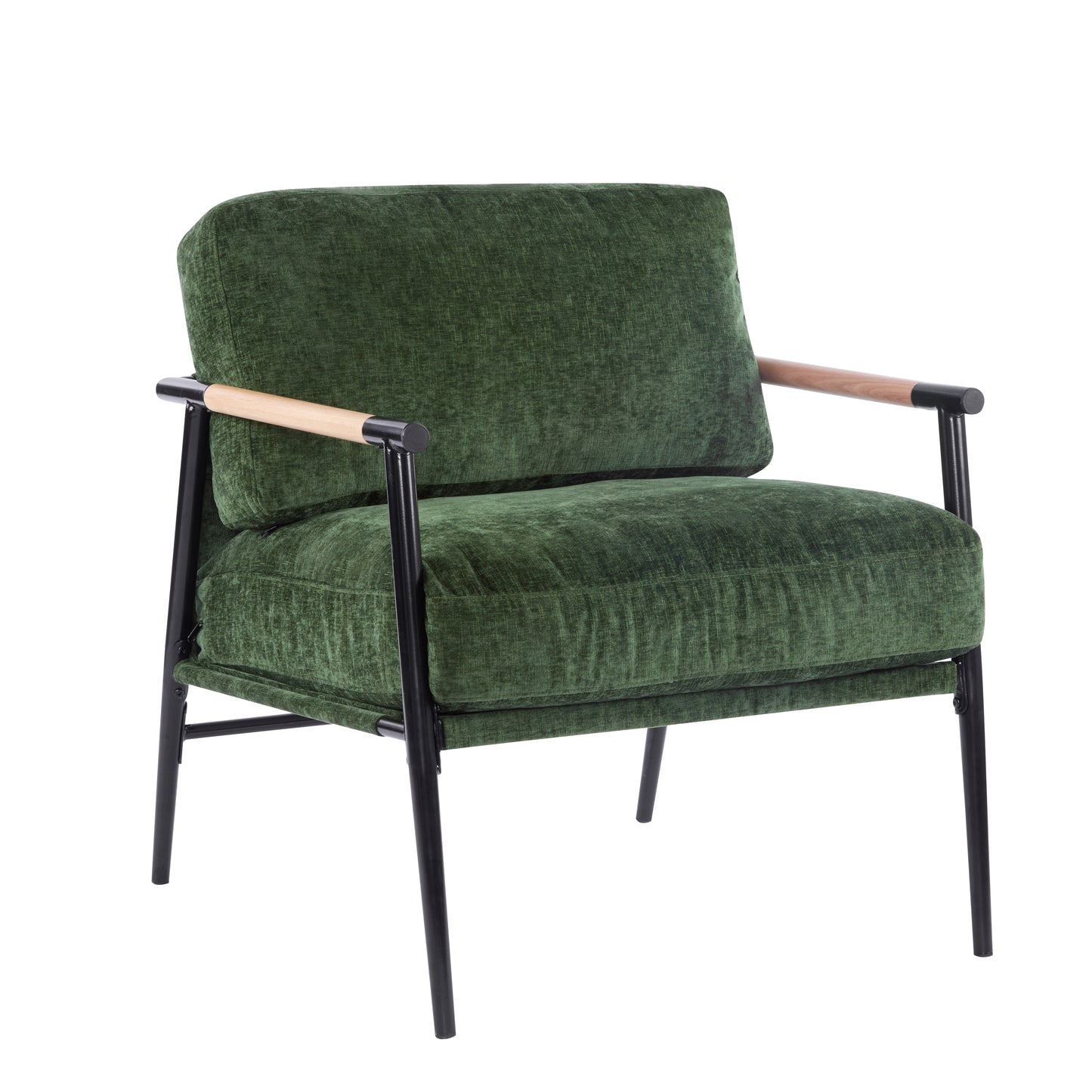 27.56 Modern Accent Chair With Plush Cushions, Minimalist Metal