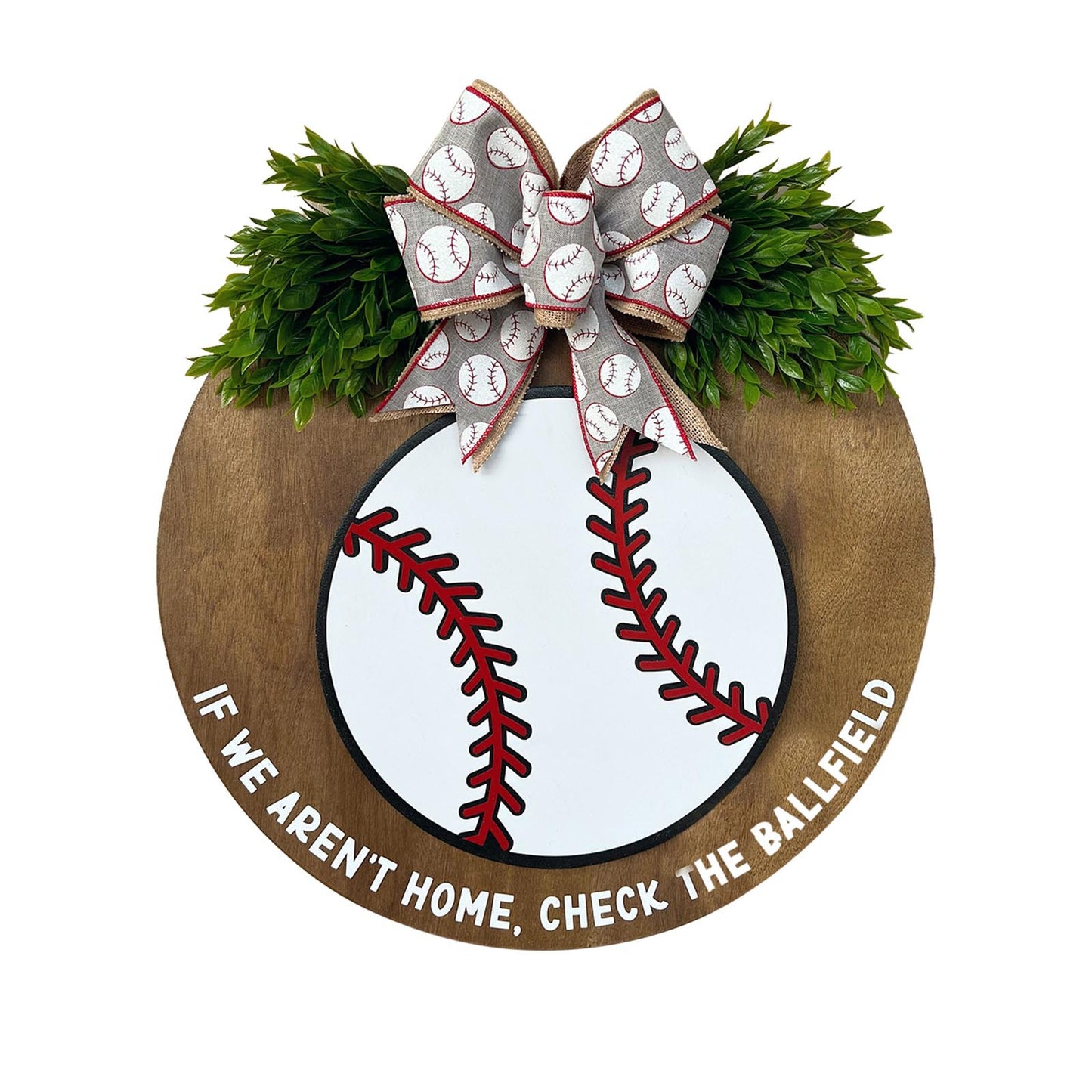 Front Door Summer Decoration Garland - Baseball Floral Wreath for Home & Garden