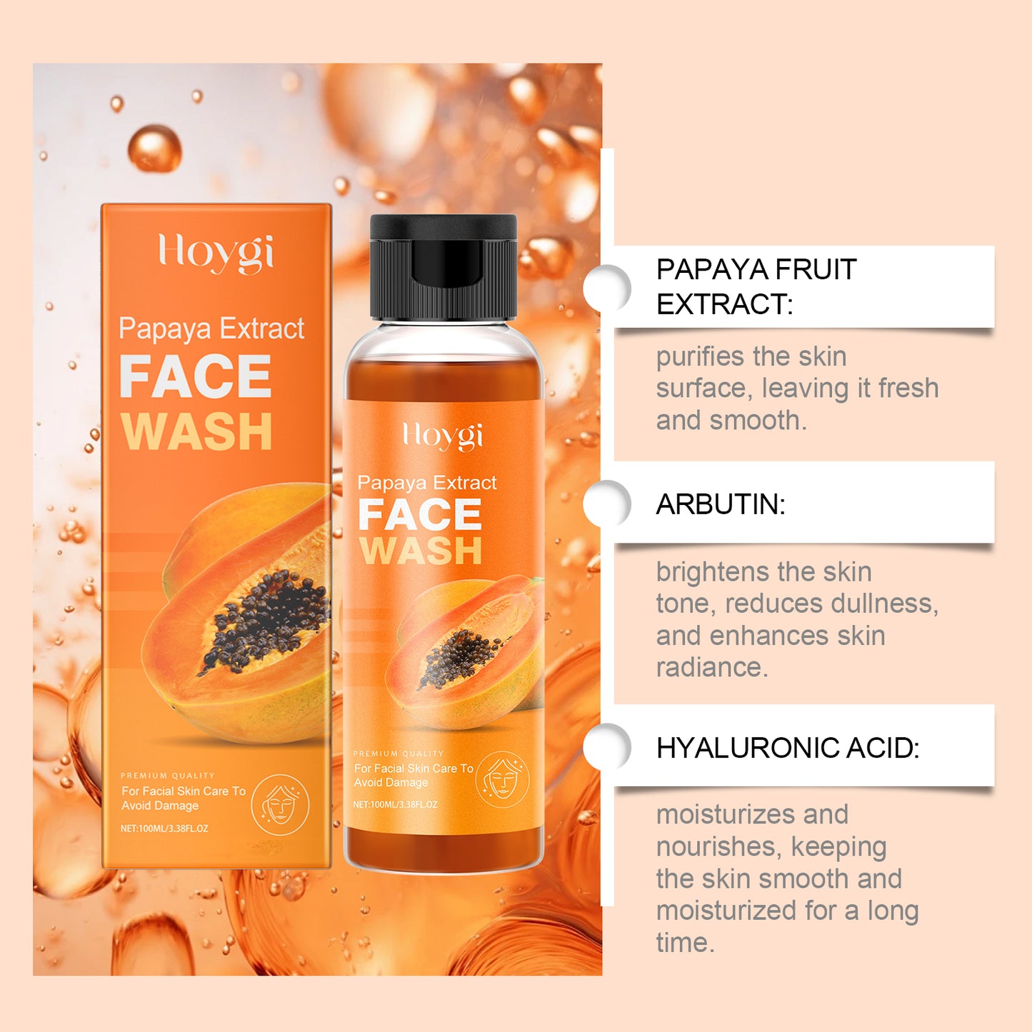 Papaya Face Wash - Gentle Moisturizing & Hydrating Facial Cleanser 100ml
