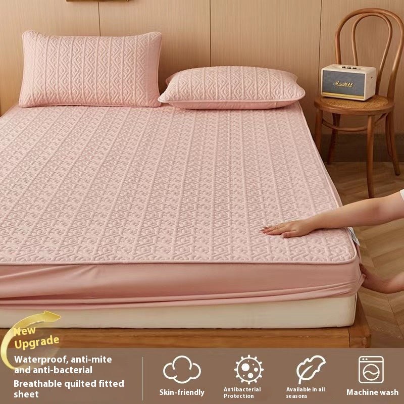 Quilted Fitted Bed Sheet with Antibacterial Fiber - Thick & Durable, 100x200cm