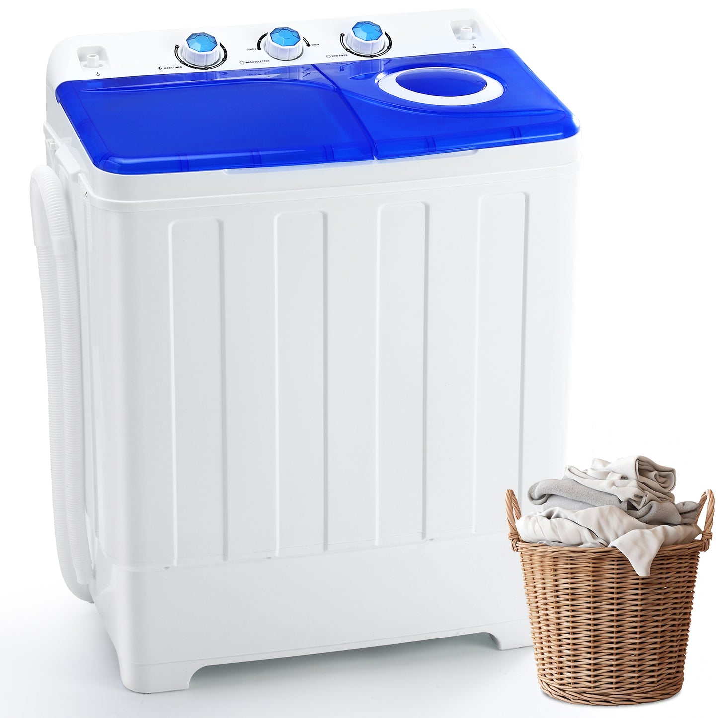 28lbs Portable Washing Machine With 18lbs Wash And 10lbs Spin, Twin