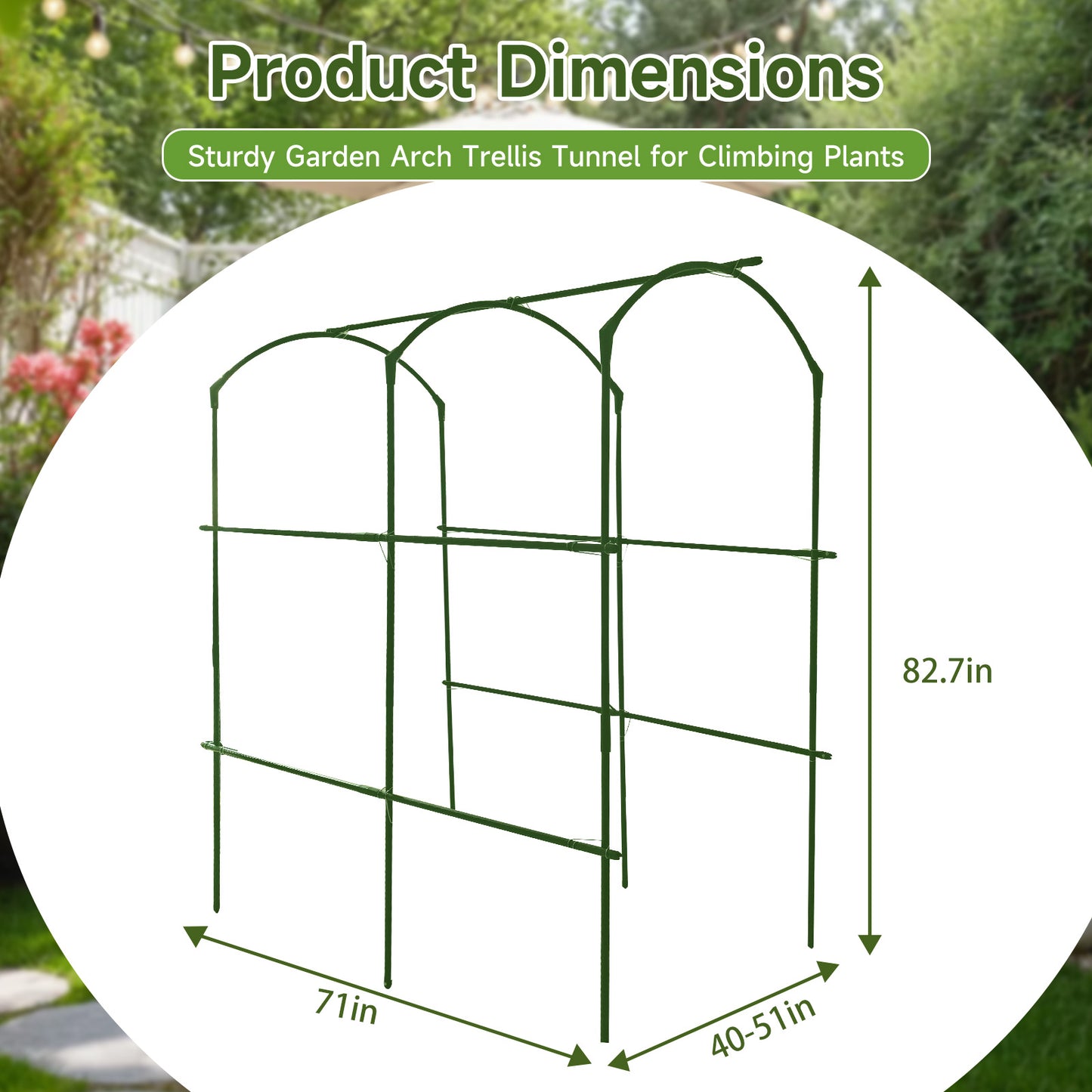 Heavy Duty Metal Garden Arch Trellis - Adjustable Climbing Support